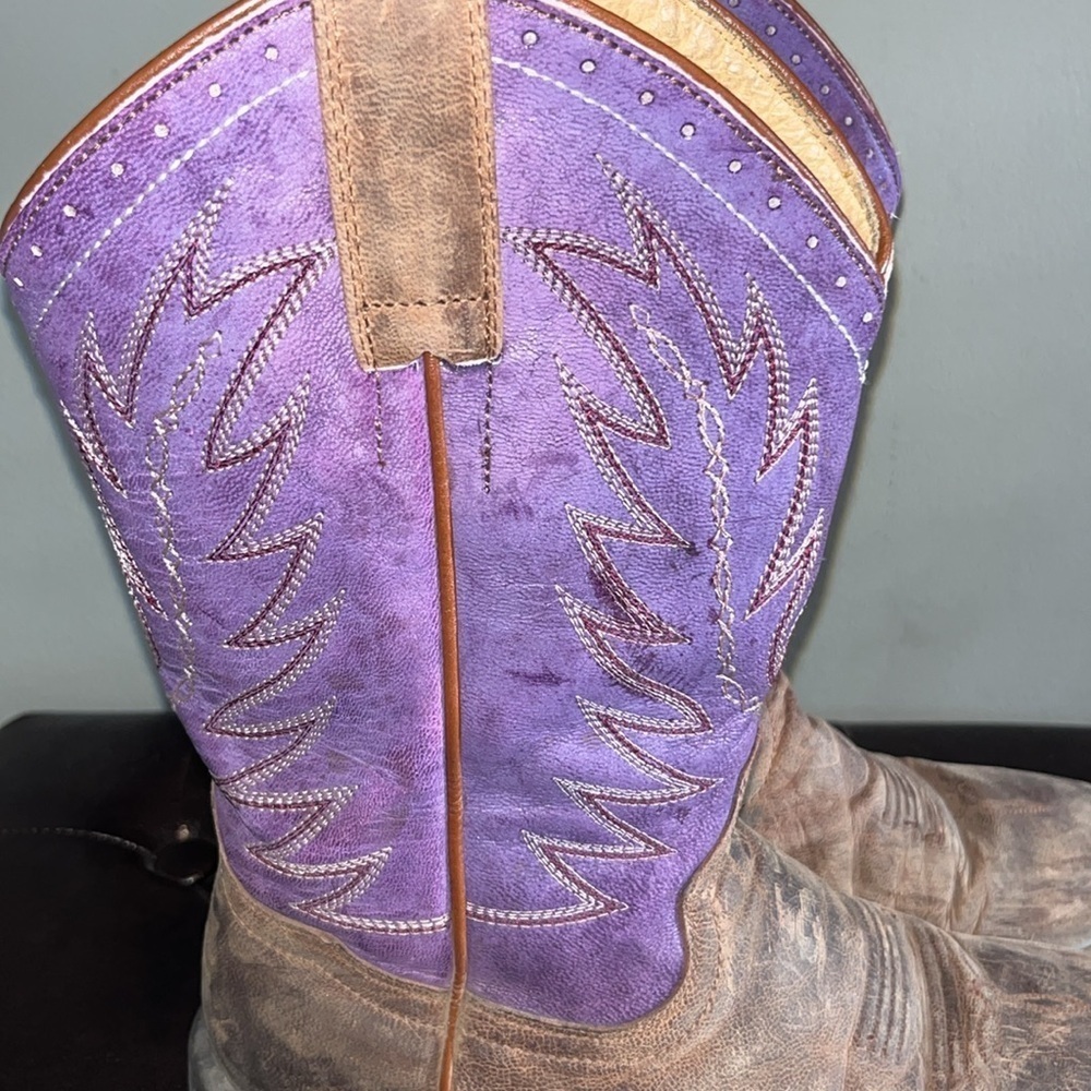 Shyanne women purple burnish western cowgirl boots brown purple square toe 7M - Picture 3 of 13